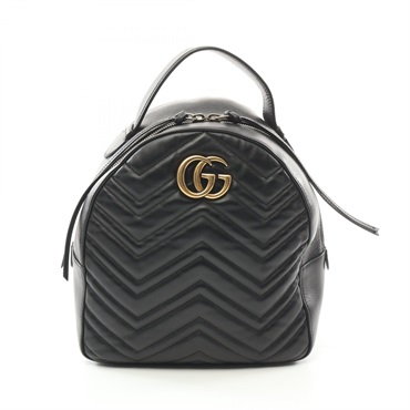 GUCCI GG Marmont Rucksack Backpack 476671 leather Black Used Women GHW