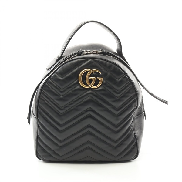 GUCCI GG Marmont Rucksack Backpack 476671 leather Black Used Women GHW