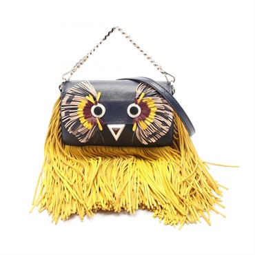 FENDI Micro bucket Shoulder crossbody Bag 8M0354 leather Navy Yellow Multicolor