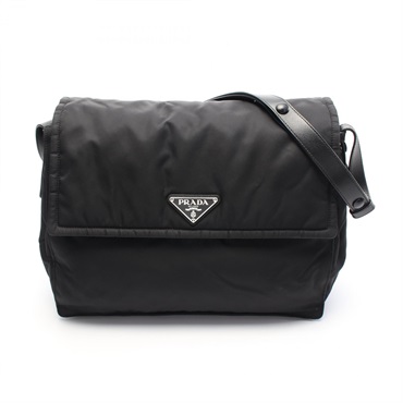 PRADA Re-Nylon Large Padded Shoulder crossbody Bag 1BD256 leather Black Used