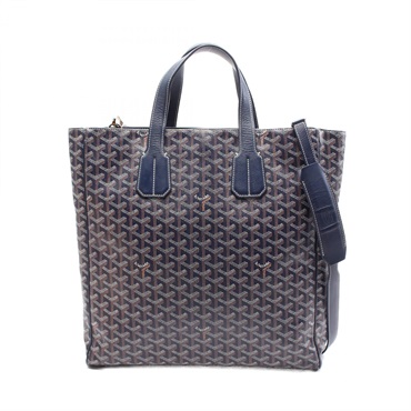 GOYARD sac voltaire Tote shoulder crossbody Bag canvas leather Navy White Brown