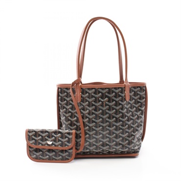 GOYARD Saint Louis Jr Tote Bag canvas leather Black Brown White Used Women
