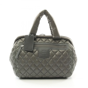 CHANEL Coco cocoon Handbag A47205 Nylon leather Khaki Used Women SHW CC