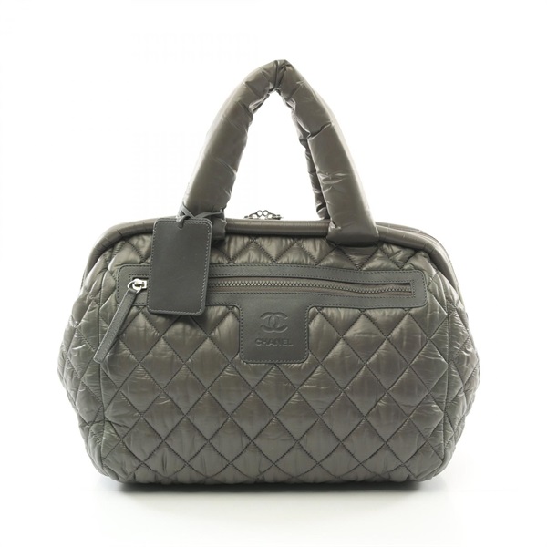CHANEL Coco cocoon Handbag A47205 Nylon leather Khaki Used Women SHW CC