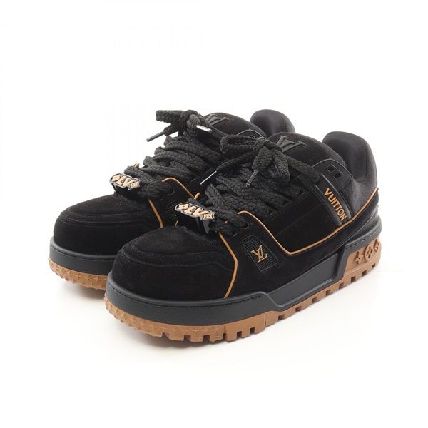 LOUIS VUITTON LV Trainer Line Maxi sneakers shoes #8 VL0233 Suede Fabric black