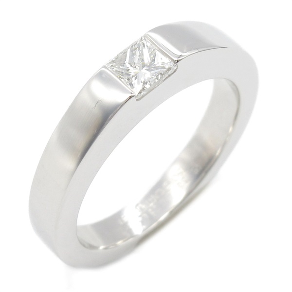 CARTIER Tank 1P Diamond Ring 18KWG White Gold Used women US size 4.75 #49