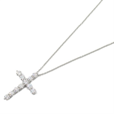 TIFFANY＆CO Large Cross Diamond Necklace Pendant Pt950 Platinum Used women