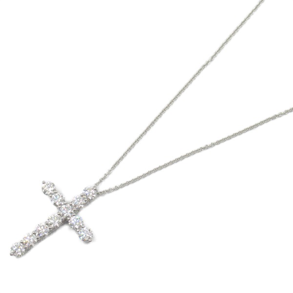 TIFFANY＆CO Large Cross Diamond Necklace Pendant Pt950 Platinum Used women