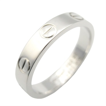 CARTIER Mini Love Ring 18kWG White Gold Used unisex US size 5.25 #50