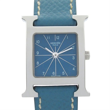 HERMES H watch Wrist Watch HH1.210 Quartz Stainless Steel Leather Used Women