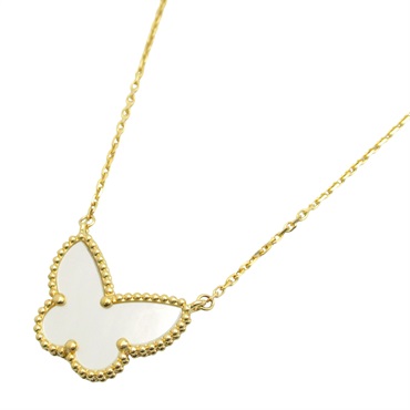 Van Cleef & Arpels Lucky Alhambra Papillon Necklace 18KYG Yellow Gold MOP Used