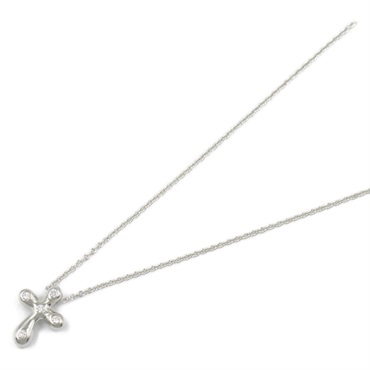 TIFFANY＆CO Dots Cross Diamond Necklace Pendant Pt950 Platinum Used women