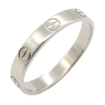 CARTIER Mini love Ring 18KWG White Gold Used unisex US size 8.75 #59
