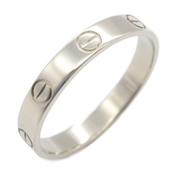 CARTIER Mini love Ring 18KWG White Gold Used unisex US size 8.75 #59