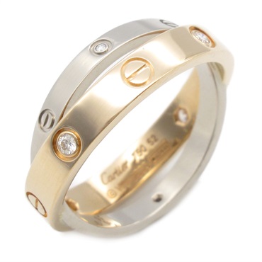 CARTIER Be love Ring 6P Diamond 18KPG 18KWG Gold Used women US size 6.25 #52