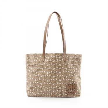 Miu Miu Tote shoulder Bag canvas leather Beige Brown Used