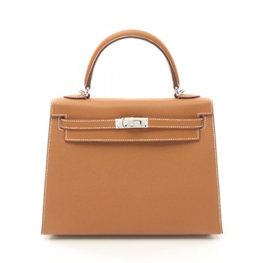 HERMES Kelly 25 Hand shoulder bag W Outside stitched 038416CK Epsom Gold SHW