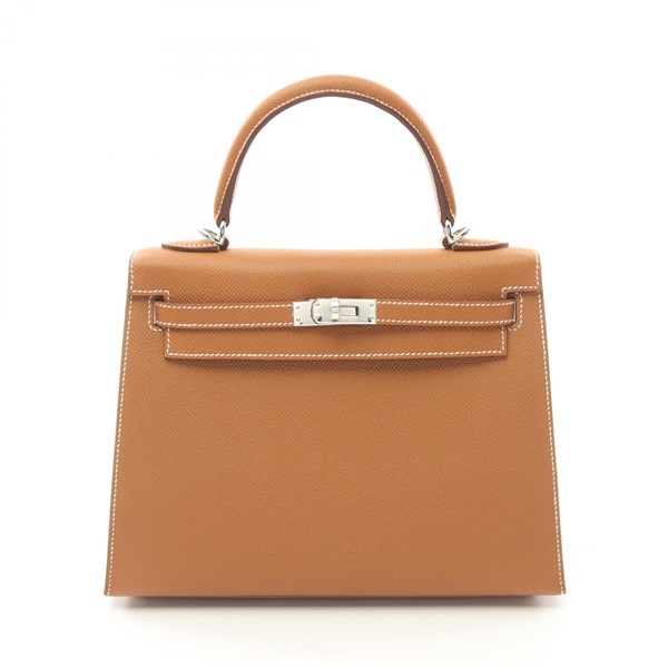 HERMES Kelly 25 Hand shoulder bag W Outside stitched 038416CK Epsom Gold SHW