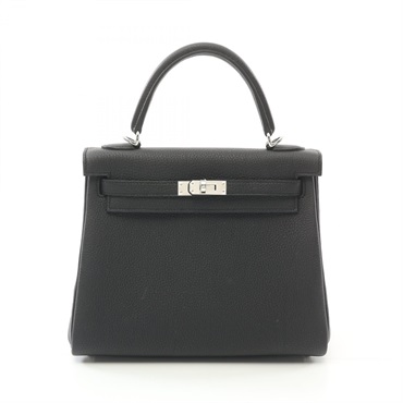 HERMES Kelly 25 Hand shoulder bag W Inside stitched 044624CK Togo leather Black SHW