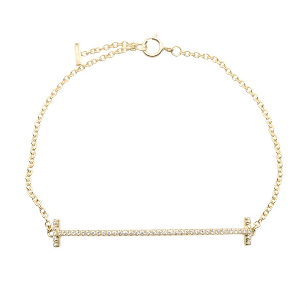 TIFFANY＆CO T Smile Small Diamond Bracelet 18KYG Yellow Gold Used Women