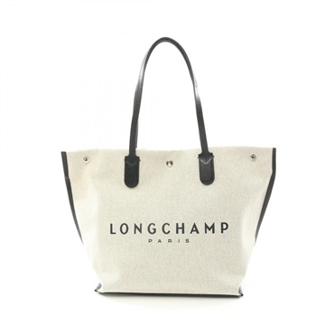 Longchamp Essential L Tote Bag 10090HSG037 Fabric leather Beige Black NEW Women