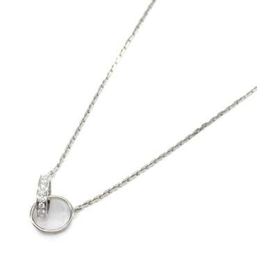 CARTIER Baby Love Necklace Diamond Pendant 18KWG White Gold Used women