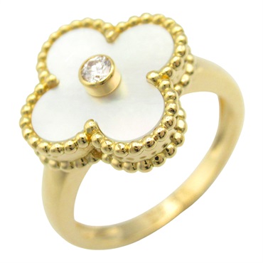 Van Cleef & Arpels Vintage Alhambra Ring 1PD 18KYG MOP Used women US size 6.75