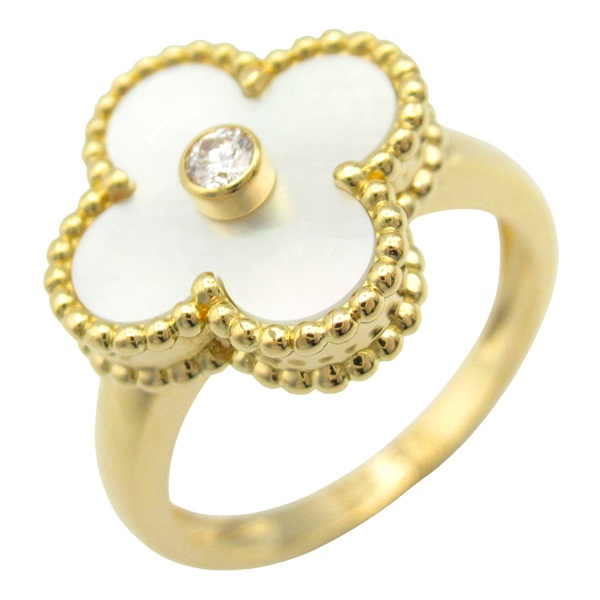 Van Cleef & Arpels Vintage Alhambra Ring 1PD 18KYG MOP Used women US size 6.75