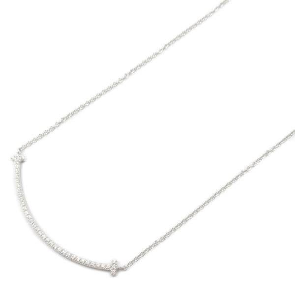 TIFFANY＆CO T Smile Small Necklace Diamond 18KWG White Gold Used women
