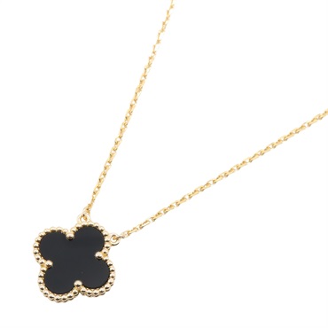 Van Cleef & Arpels Vintage Alhambra Necklace 18KYG Yellow Gold Onyx Black Used