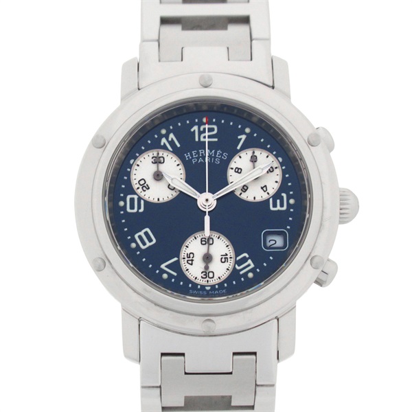 HERMES Clipper chrono Wrist Watch CL1.310 Quartz Stainless Steel Used Women