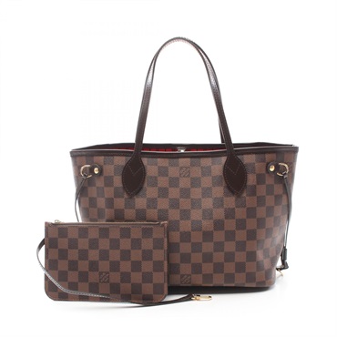LOUIS VUITTON Neverfull PM Tote Bag N40600 Damier canvas Brown Ebene Used Women