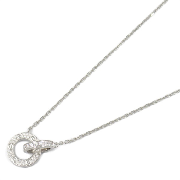 CARTIER Baby Love Necklace Diamond Pendant 18KWG White Gold Used Women
