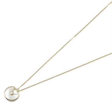 CARTIER Amulet Necklace Mother of Pearl diamond 18KYG Yellow Gold Used women