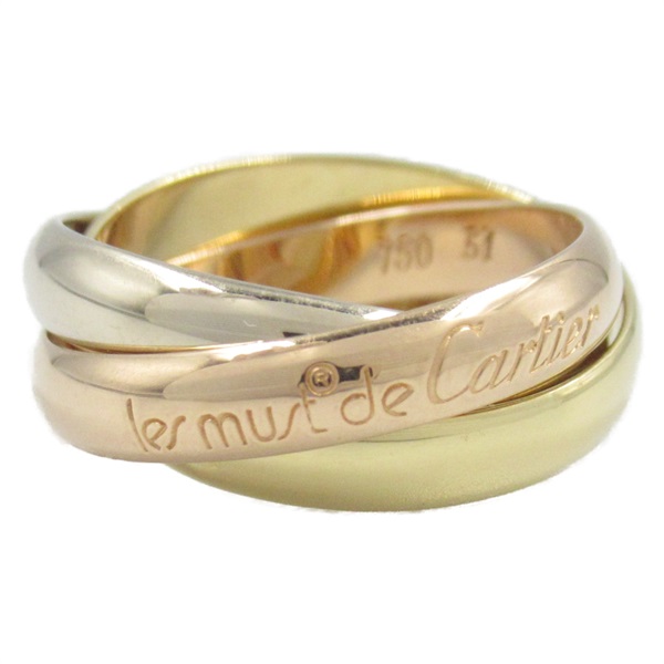 CARTIER Trinity Ring 18KYG RG WG Yellow White Rose Gold used US size 5.75 #51