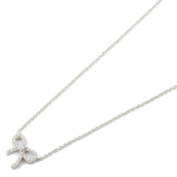 TIFFANY＆CO Bow Necklace Pendant Diamond 18KWG White Gold Used women