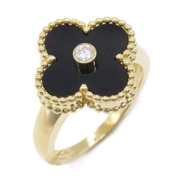 Van Cleef & Arpels Vintage Alhambra Ring 18KYG Gold Onyx Used women US size 5.5