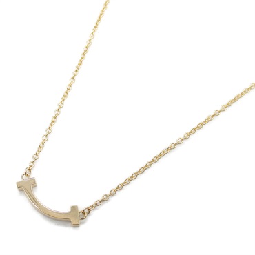 TIFFANY＆CO T Smile Mini Necklace Pendant 18KPG Pink Rose Gold Used women