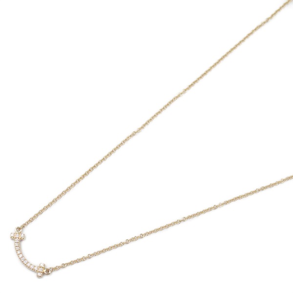TIFFANY＆CO T Smile Mini Diamond Necklace 18KPG Pink Rose Gold Used women