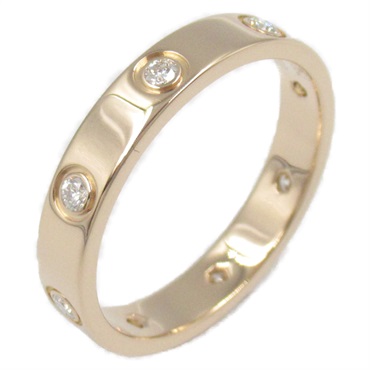 CARTIER Mini Love ring 6P Diamond 18KPG Pink Rose Gold Used women US size 7.75