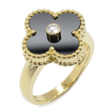 Van Cleef & Arpels Vintage Alhambra Ring 18KYG Gold Onyx Used women US size 5.25