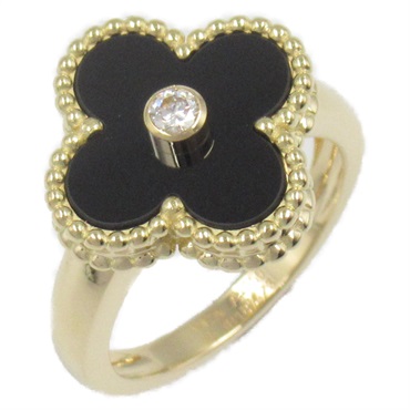 Van Cleef & Arpels Vintage Alhambra Ring 18KYG Gold Onyx Used US size 5.25 women