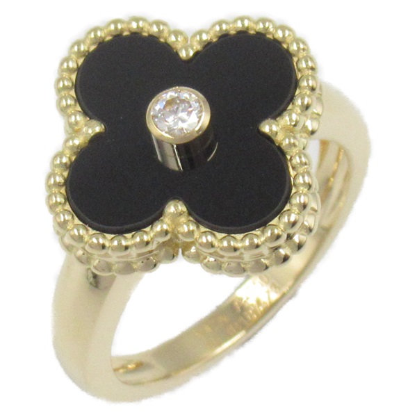 Van Cleef & Arpels Vintage Alhambra Ring 18KYG Gold Onyx Used US size 5.25 women