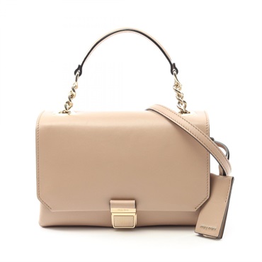Miu Miu 2Way Shoulder Handbag 5BD017 Leather Beige Used Women