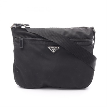 PRADA Re-Nylon Shoulder crossbody Bag Nylon leather Black Used Women logo
