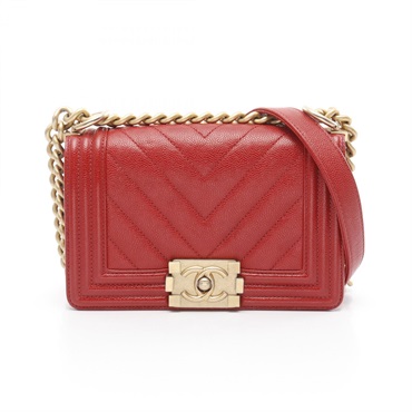 CHANEL Boy Chanel Small Chevron V Stitch chain Shoulder Bag A67085 leather GHW