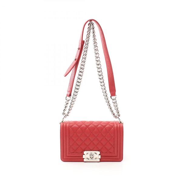 CHANEL Boy Chanel Small chain Shoulder Bag A67085 leather Red Used SHW
