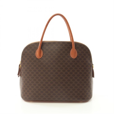 CELINE Macadam Hand bag canvas leather Brown Used
