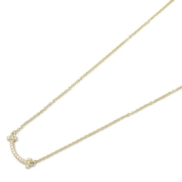 TIFFANY＆CO T Smile Mini Necklace Diamond 18KYG Yellow Gold Used women