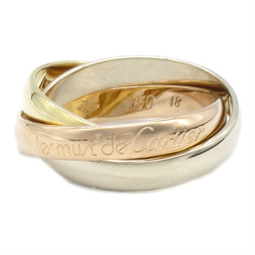 CARTIER Trinity Ring 18KYG RG WG Yellow White Rose Gold used US size 4.75 women